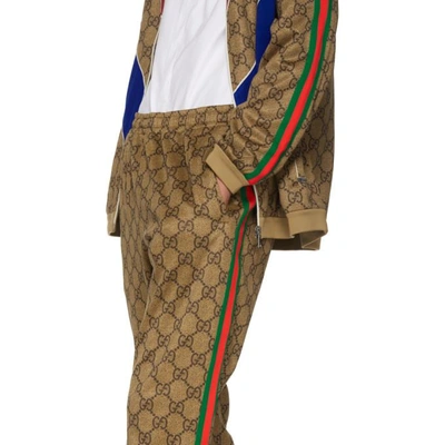 Shop Gucci Tan Gg Vintage Track Pants In 2035 Camel