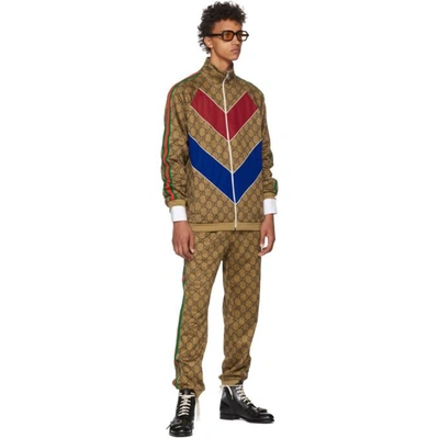 Shop Gucci Tan Gg Vintage Track Pants In 2035 Camel