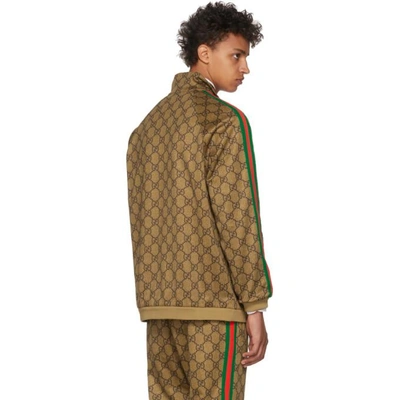 Shop Gucci Tan Gg Vintage Track Jacket In 2035 Camel