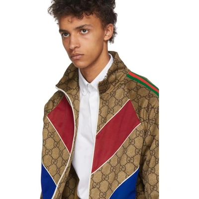 Shop Gucci Tan Gg Vintage Track Jacket In 2035 Camel