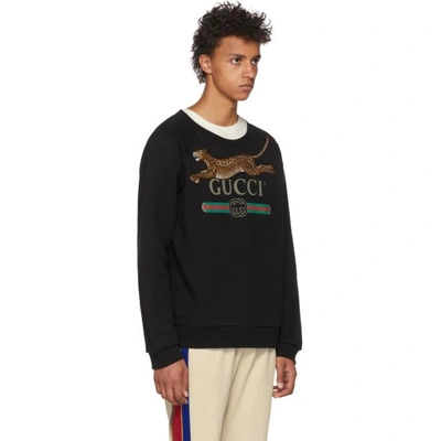 Shop Gucci Black Classic Leopard Sweatshirt In 1082 Black