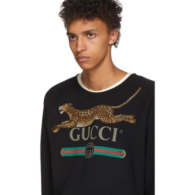 Shop Gucci Black Classic Leopard Sweatshirt In 1082 Black
