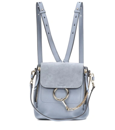Shop Chloé Faye Leather And Suede Backpack In Blue