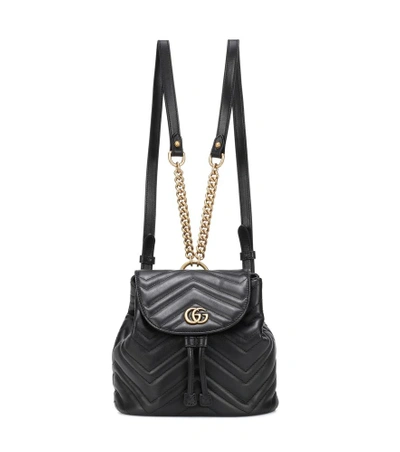 Shop Gucci Gg Marmont Leather Backpack In Black