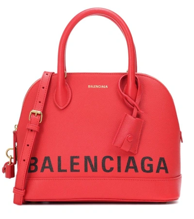Shop Balenciaga Ville S Leather Tote In Red