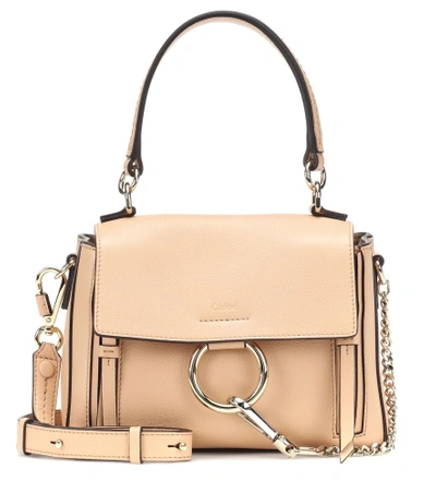 Shop Chloé Mini Faye Day Leather Shoulder Bag In Beige