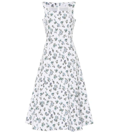 Shop Erdem Floral Stretch Cotton Dress In White