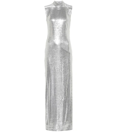 Shop Galvan Galaxy Sequinned Gown In Silver
