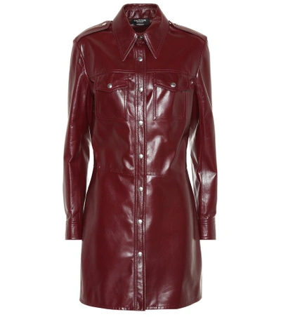 Shop Calvin Klein 205w39nyc Leather Shirt Dress In Red