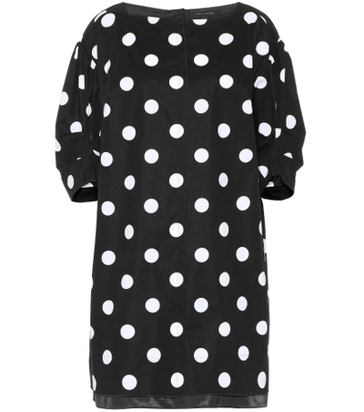 Shop Marc Jacobs Polka-dot Stretch-cotton Dress In Black