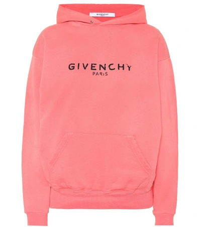 Shop Givenchy Logo Cotton Hoodie In Pink