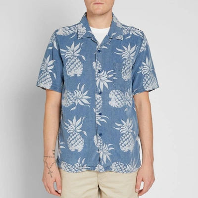 Shop Remi Relief Short Sleeve Pineapple Print Vacation Shirt In Blue