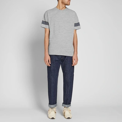 Shop Remi Relief Four Stripe Sleeve Pocket Tee In Grey