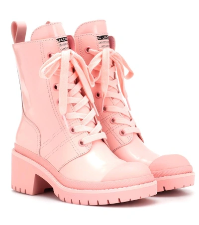 Shop Marc Jacobs Leather Lace-up Ankle Boots In Pink