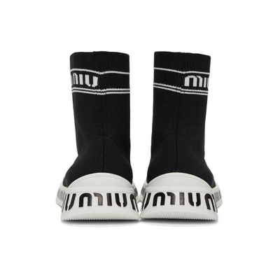 Shop Miu Miu Black Sock Sneakers In F0967 Black