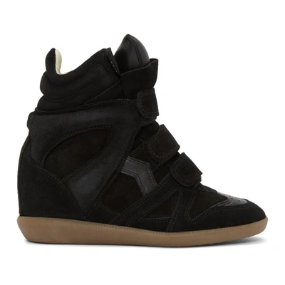 Shop Isabel Marant Black Beckett Wedge Sneakers In 01bk Black