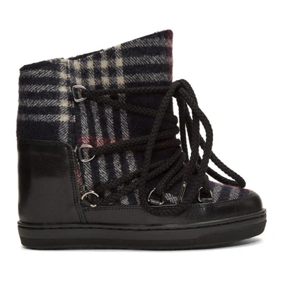 Shop Isabel Marant Black And Navy Nowles Boots In 30mi Midnig