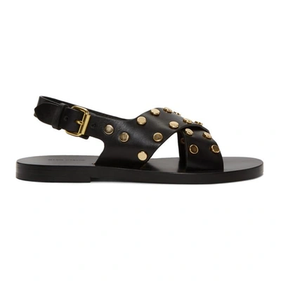 Shop Isabel Marant Black Jane Crossover Sandals In Bkdo Bk/dor