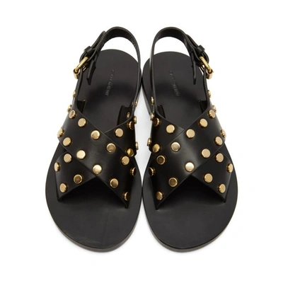 Shop Isabel Marant Black Jane Crossover Sandals In Bkdo Bk/dor