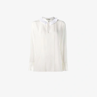 Shop Fendi Ruffled Collar Blouse In White