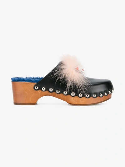 Shop Fendi Square Eye Clogs In Brown