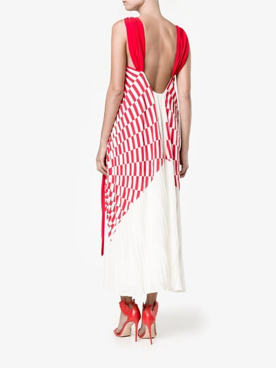 Shop Fendi Pleated Midi Dress In Red