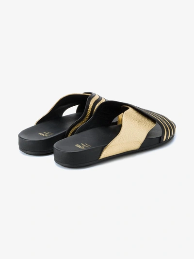 Shop Fendi Ladies Stripe Modern Wave Slides, Size: 35 In Metallic