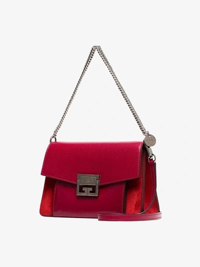 Shop Givenchy Cherry Red Gv3 Leather Shoulder Bag In Pink/purple
