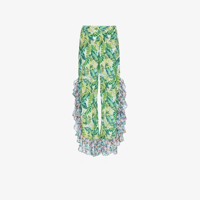 Shop All Things Mochi Selina Ruffle Trim Trousers In Green