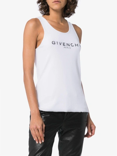 Shop Givenchy Distressed Logo Tank Top In White