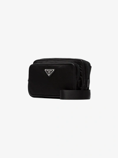 Shop Prada Black Logo Two Pocket Belt Bag