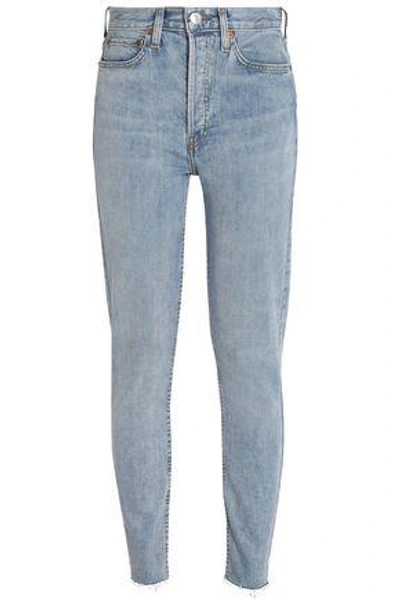 Shop Re/done By Levi's Woman Faded High-rise Skinny Jeans Light Denim