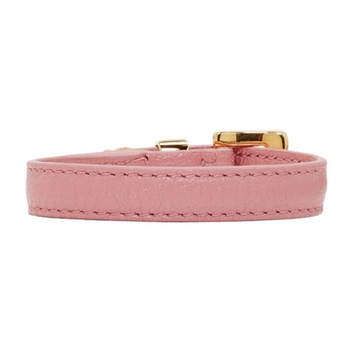 Shop Miu Miu Pink Leather Crystal Bracelet In F0028 D Pin