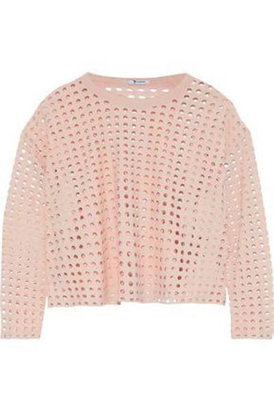 Shop Alexander Wang T T By Alexander Wang Woman Laser-cut Jersey Top Blush