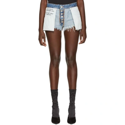 Shop Ben Taverniti Unravel Project Indigo Reverse Rigid Denim Shorts