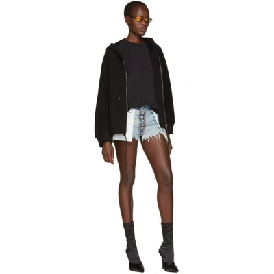 Shop Ben Taverniti Unravel Project Indigo Reverse Rigid Denim Shorts