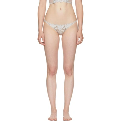 Shop Fleur Du Mal Grey Lily Lace Cheeky Briefs In 4300 Platin