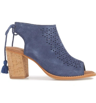 Shop Toms Elba Peep-toe Bootie In Cadet Blue Suede