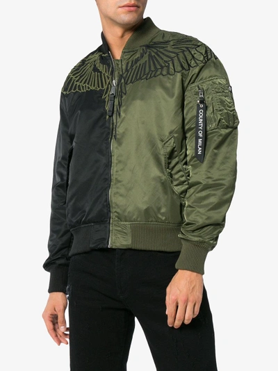 Shop Marcelo Burlon County Of Milan Wings Alpha Bomber Jacket In Green