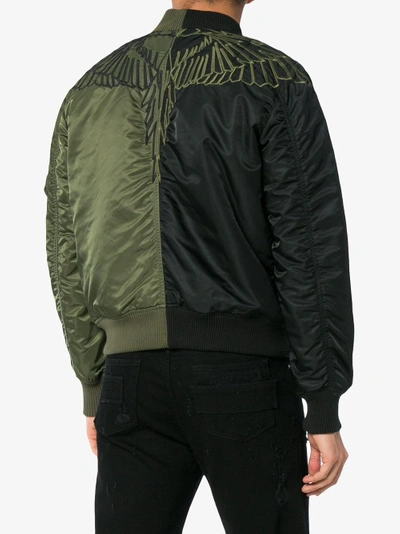 Shop Marcelo Burlon County Of Milan Wings Alpha Bomber Jacket In Green