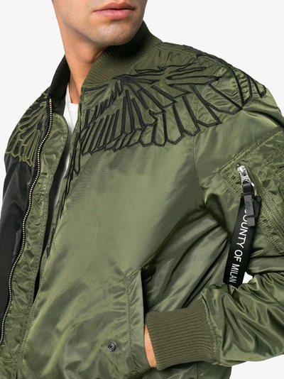 Shop Marcelo Burlon County Of Milan Wings Alpha Bomber Jacket In Green