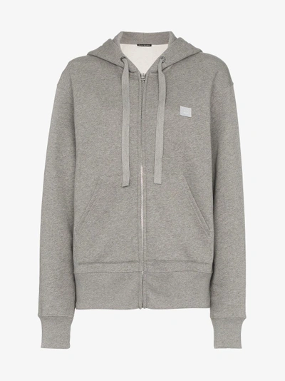 Shop Acne Studios Zip Front Hooded Sweatshirt In Grey