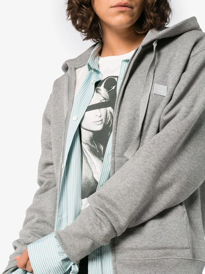 Shop Acne Studios Zip Front Hooded Sweatshirt In Grey