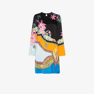 Shop Etro Eastern Print Shift Dress In Multicolour