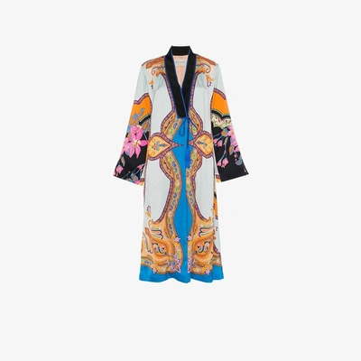 Shop Etro Cappotto Silk Robe In Multicolour