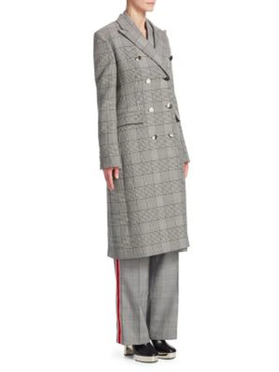 Shop Calvin Klein 205w39nyc Checkered Wool Coat In Brown