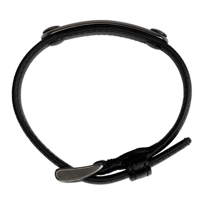 Shop Prada Black Saffiano Id Bracelet In F0002