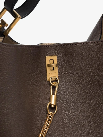 Shop Givenchy Brown Gv3 Grained Leather Bucket Bag