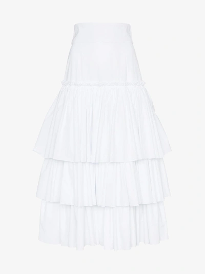 Shop Dolce & Gabbana Layered Long Skirt In White