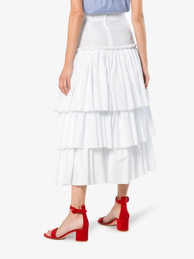 Shop Dolce & Gabbana Layered Long Skirt In White